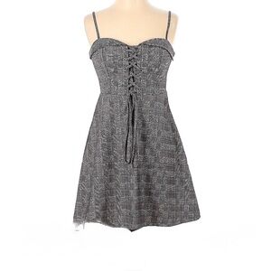 X-small Urban Outfitters gray check corset dress